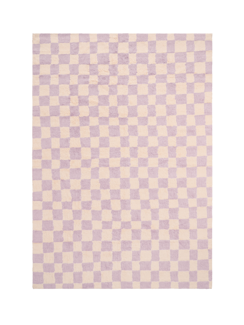 Micro check lavender organic cotton pile rug double.online standard system 90x150cm