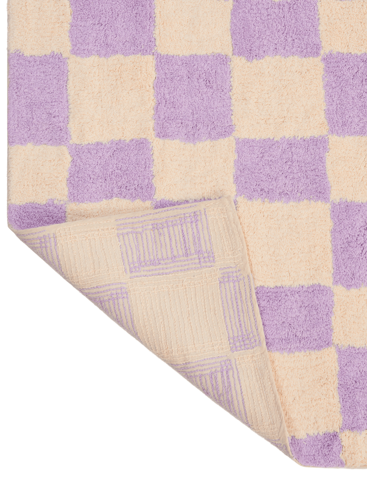 Micro Check Lavender Organic Cotton Pile Rug double.online