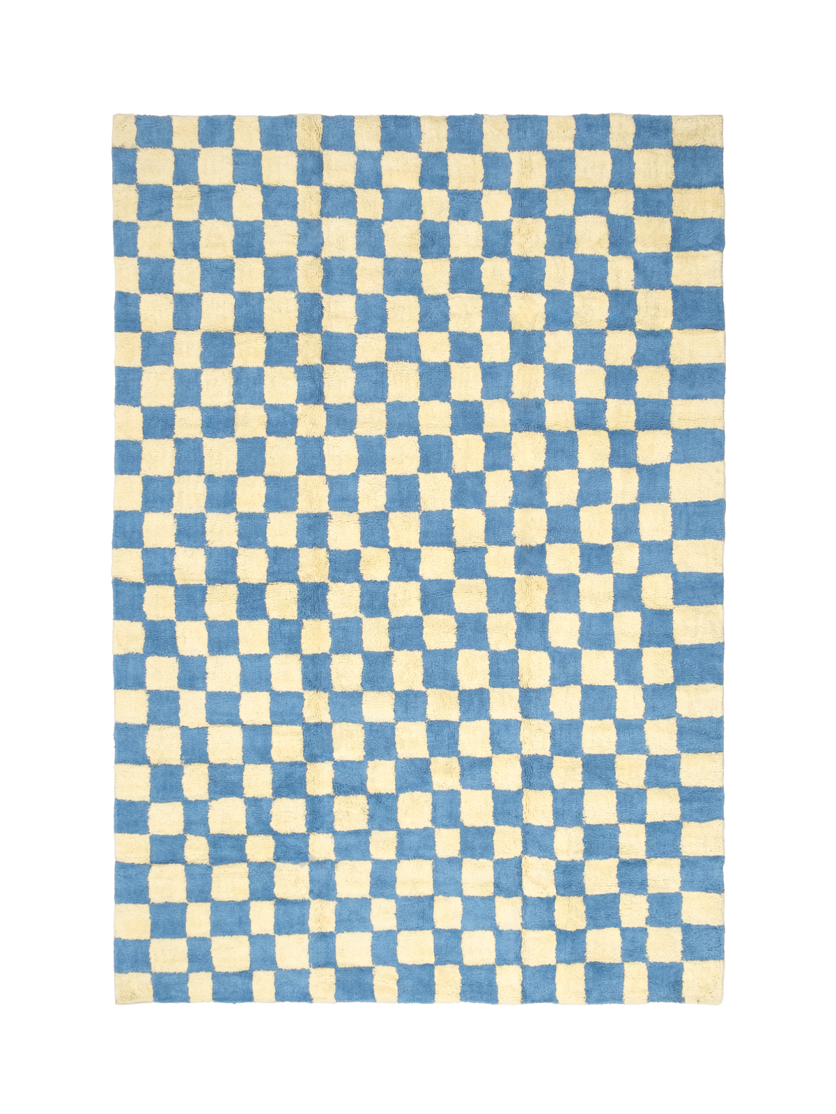 Micro Check  Light Yellow Washable Organic Cotton Cut Pile Rug