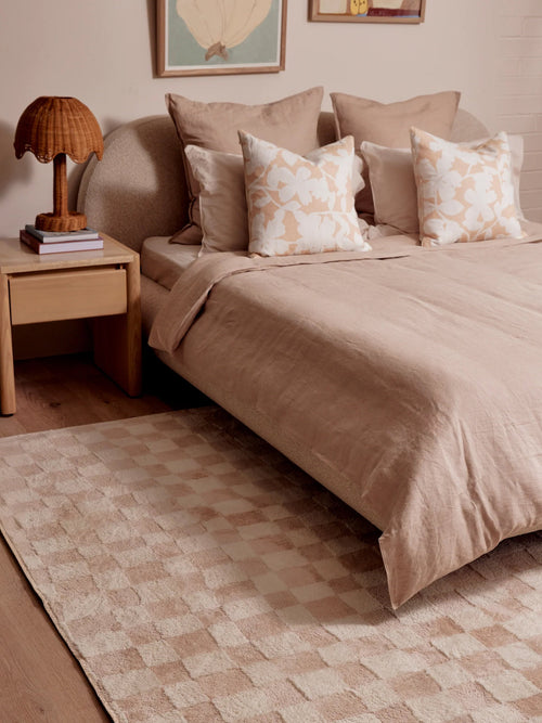 Micro check nude cotton feel rug