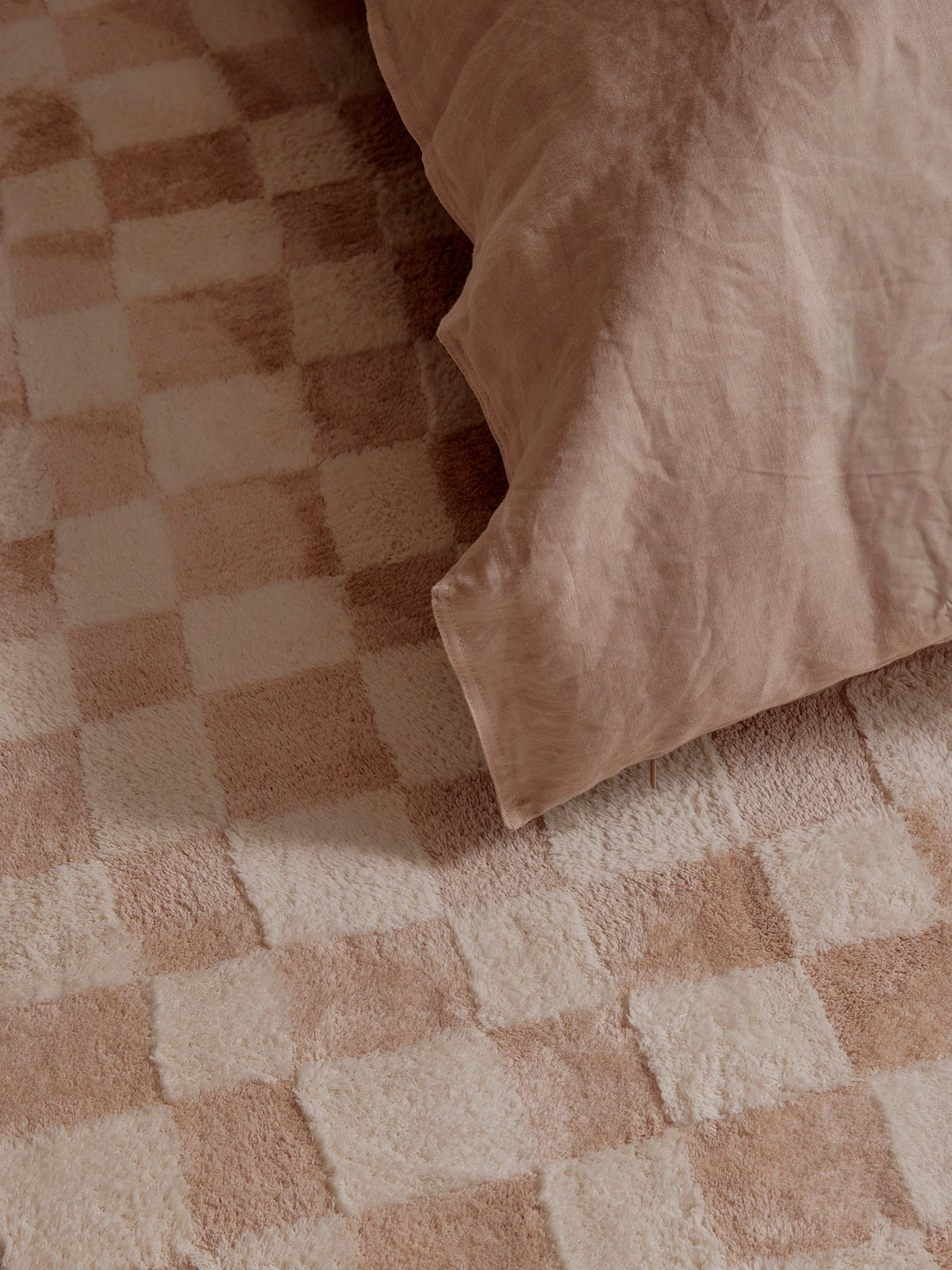 Micro Check Nude Cotton Feel Rug