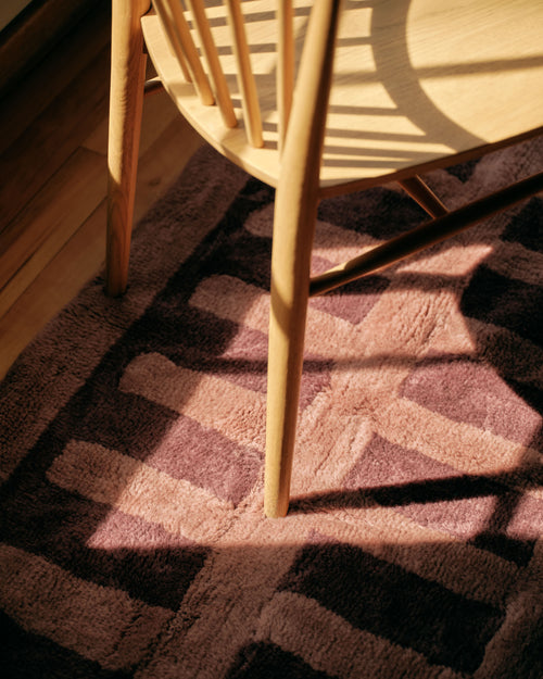 Tasman puce pink washable wool fine cut pile runner