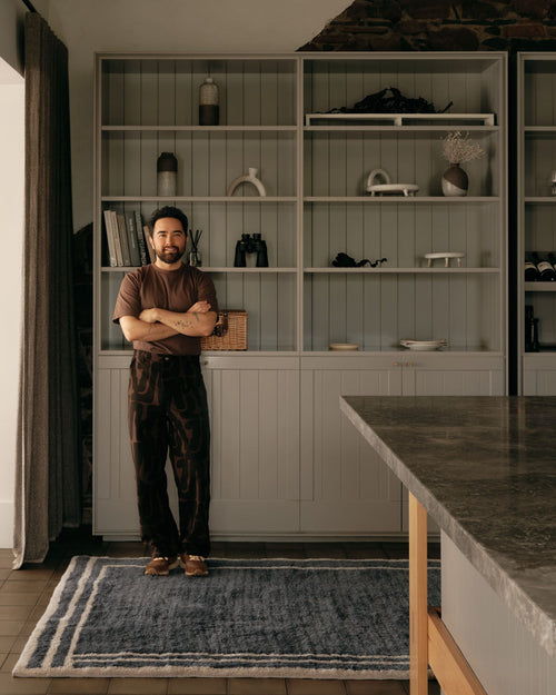 Tempest steel blue washable wool medium cut pile rug