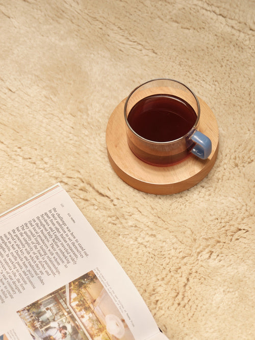 Nelson cream washable wool fine cut pile rug