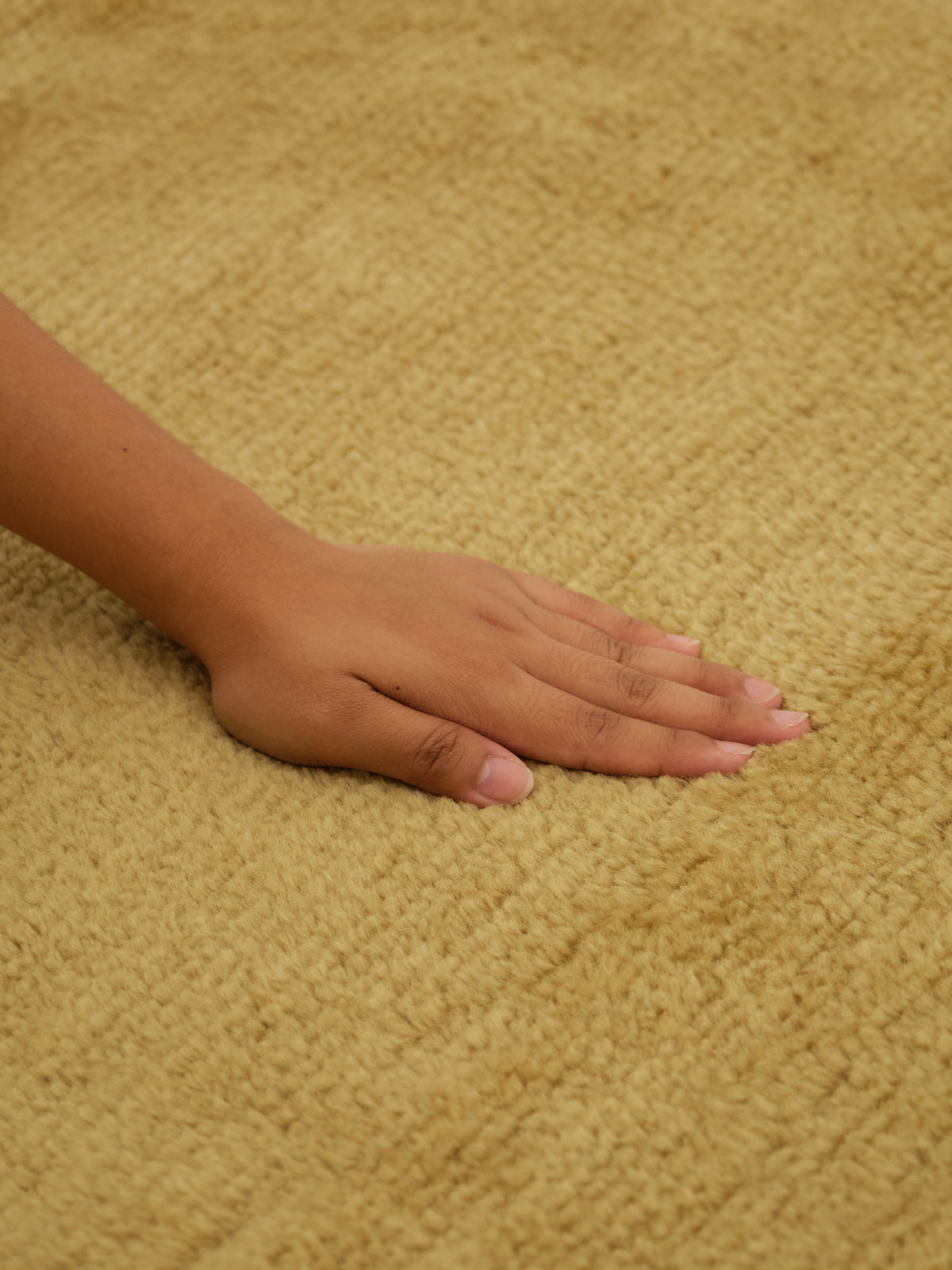 Nelson Dark Mustard Washable Wool Fine Cut Pile Rug