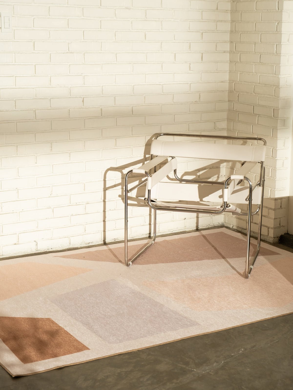 Oblong Tan Chenille Rug