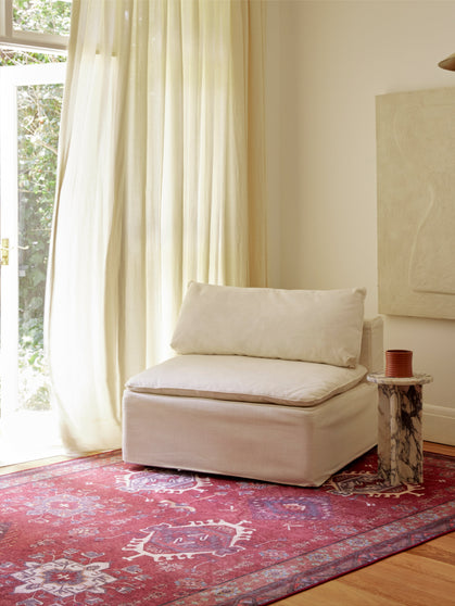 Parts crimson chenille rug