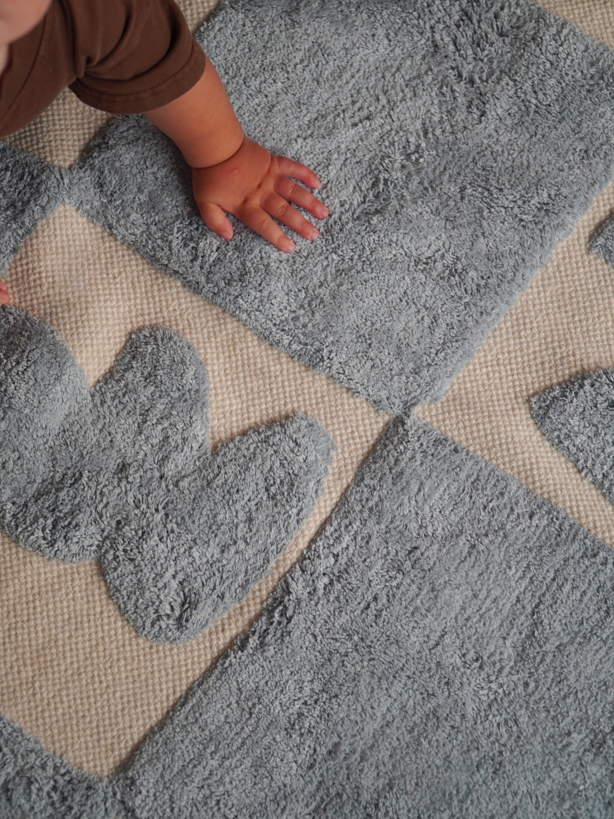 Puzzle Pop Soft Blue Organic Cotton Pile Swatch double.online