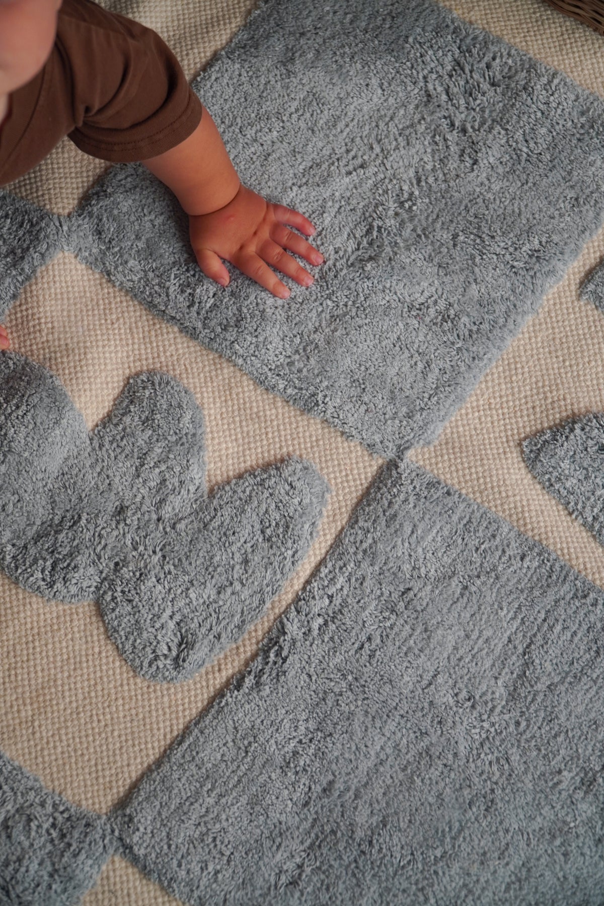 Puzzle Pop Soft Blue Organic Cotton Pile Swatch double.online