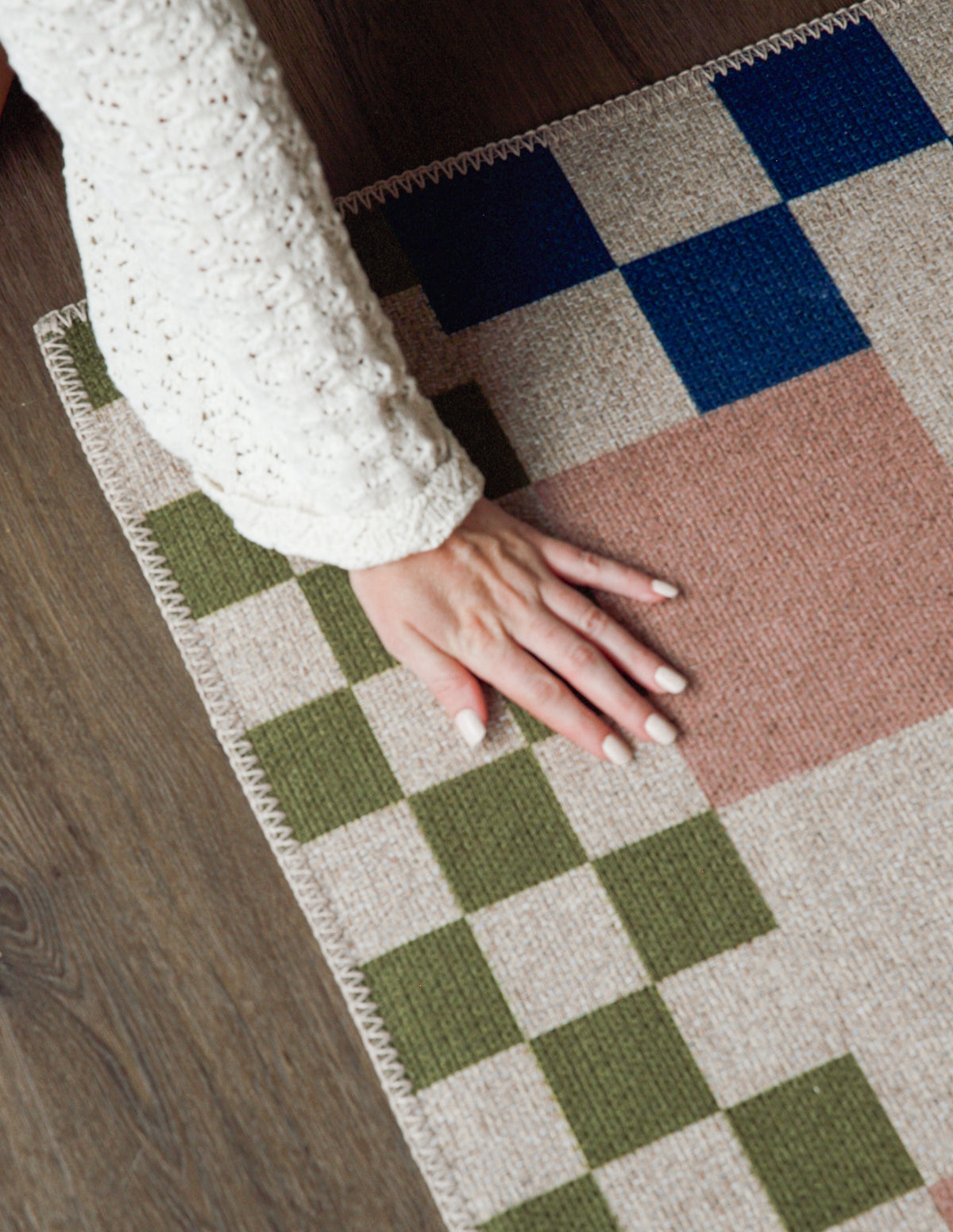 Checkered Pale Pink New Jute Rug