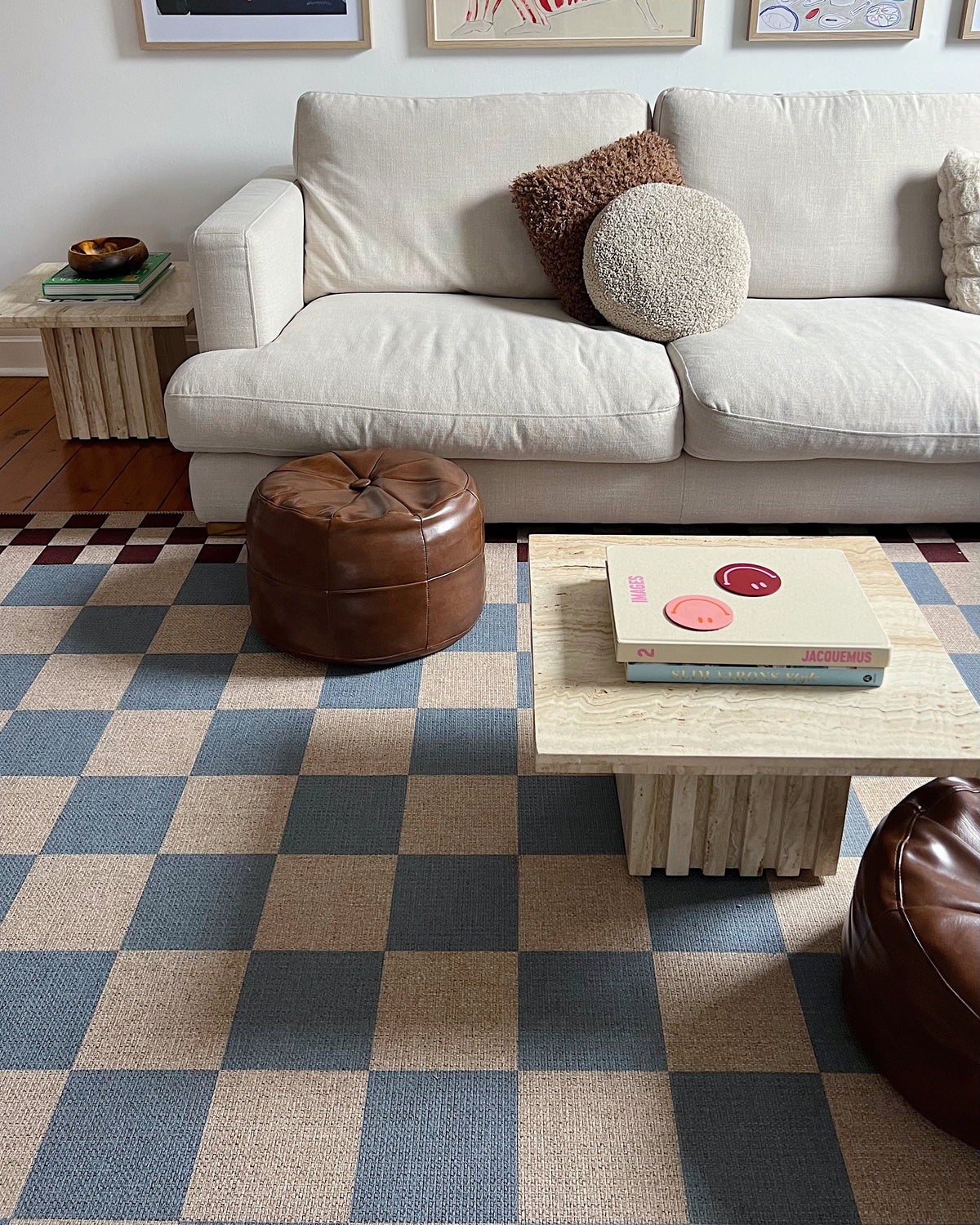 Checkered Brown New Jute Rug