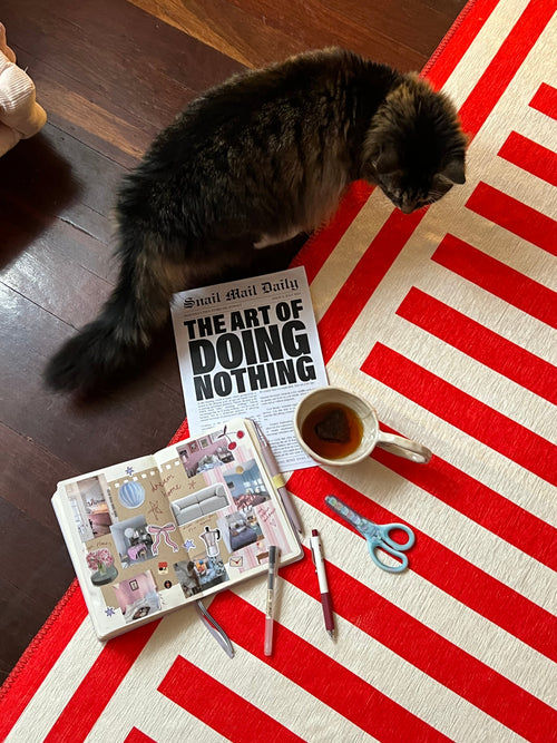 Plinth red chenille rug