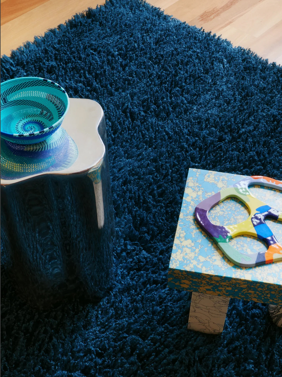 Poncho Steel Blue Shag Rug