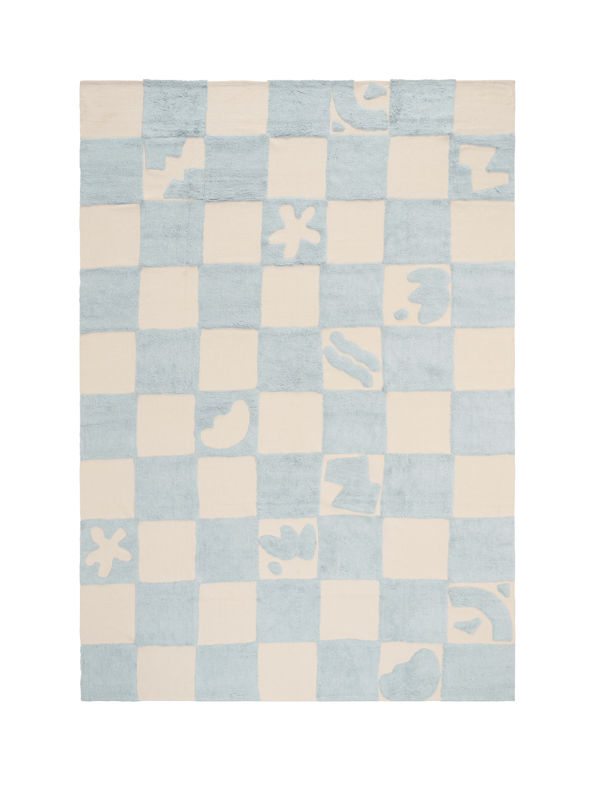 Puzzle Pop Soft Blue Organic Cotton Pile Rug double.online Standard System 90x150cm