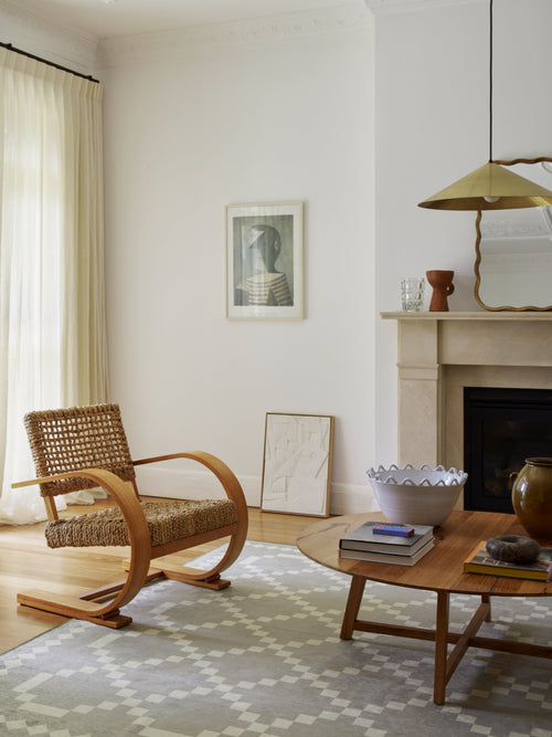 Quiet bone chenille rug