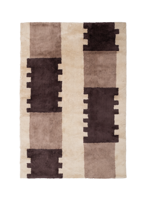 Quoin brown washable wool fine cut pile rug
