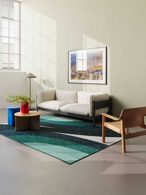 Bundle teal chenille rug