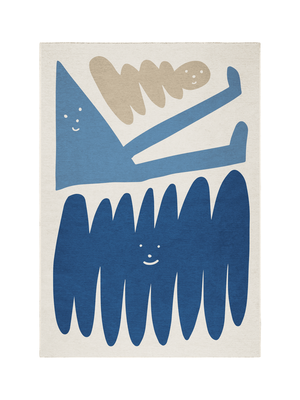 Friends steel blue chenille rug