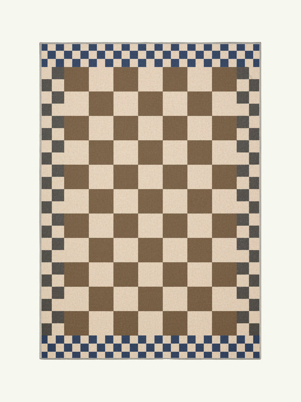 Checkered taupe new jute rug