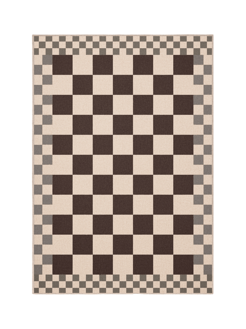Checkered burgundy new jute rug