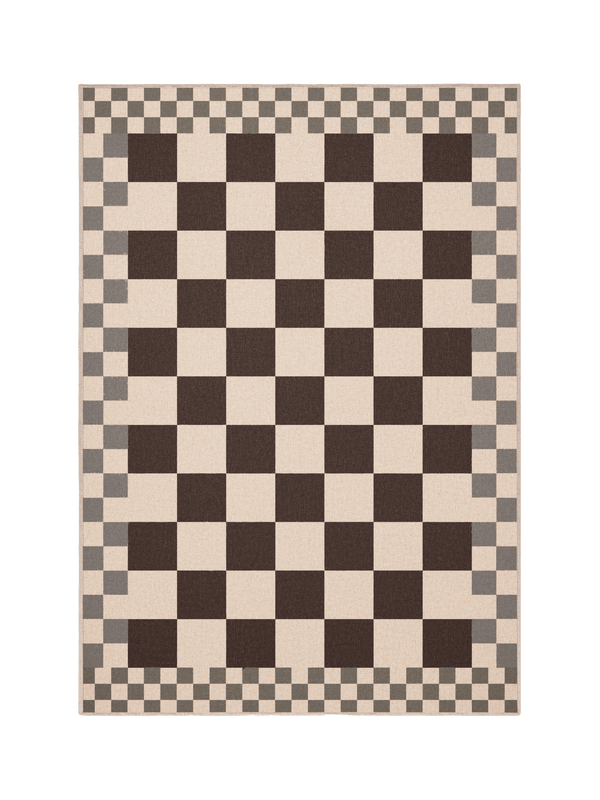 Checkered burgundy new jute rug