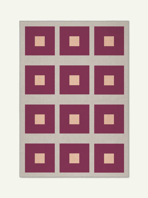 Square red chenille rug