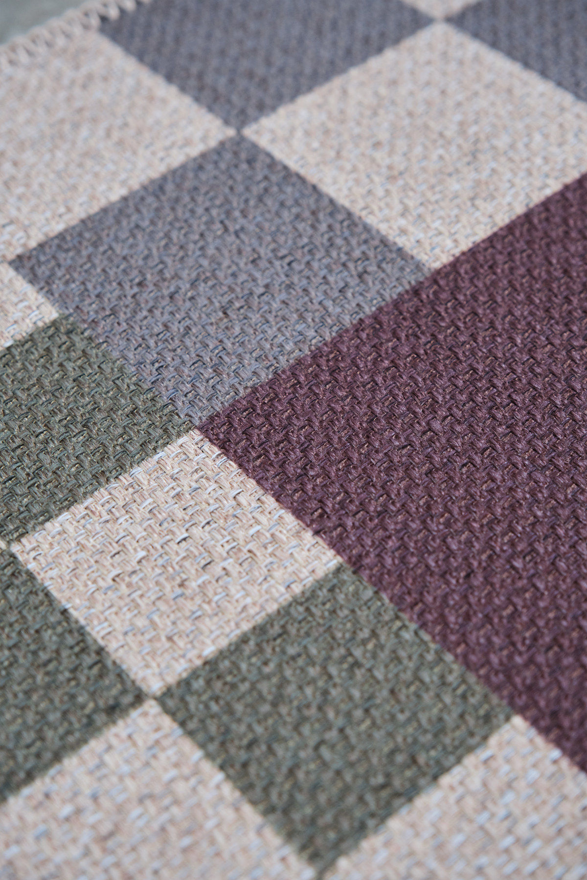 Checkered Burgundy New Jute Rug