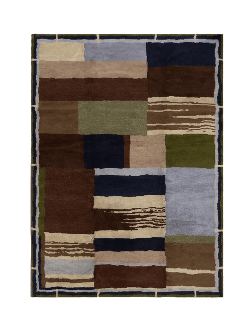 Seascape multi washable wool hand knotted swatch double.online 15x15cm