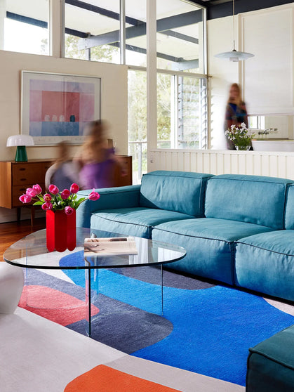Shape blue chenille rug