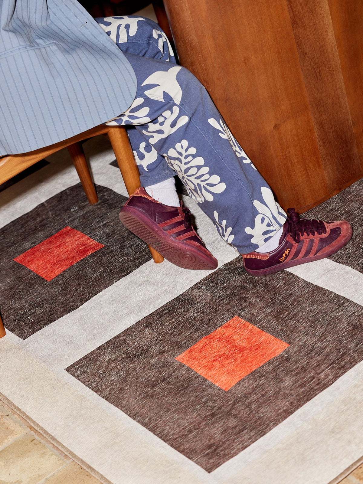 Square Orange Chenille Rug