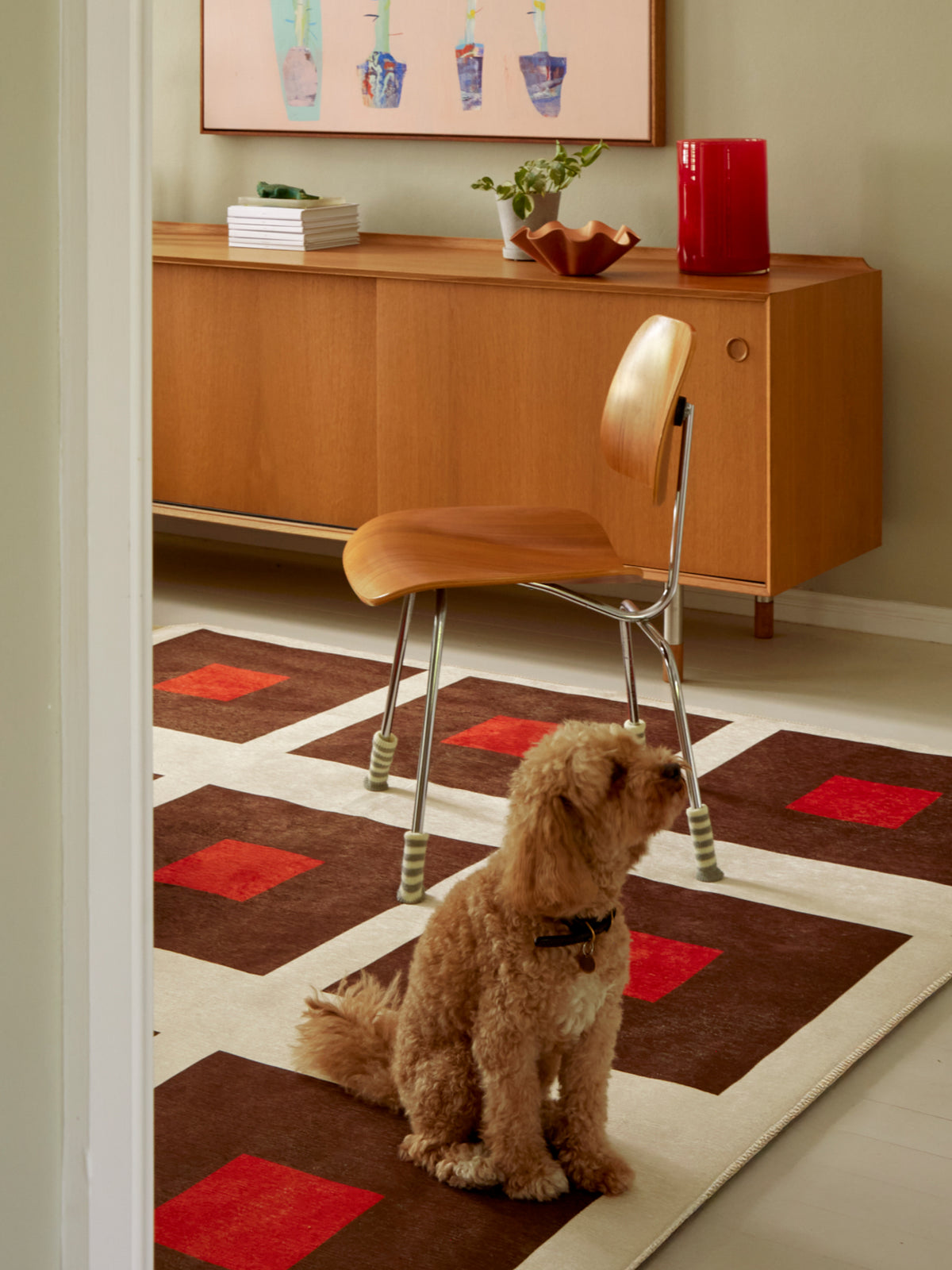 Square Orange Chenille Rug