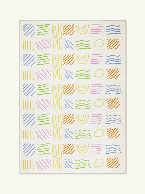 Squiggle cream chenille rug