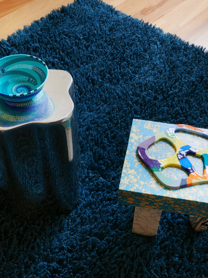 Poncho steel blue shag rug