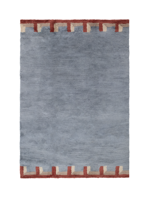 Stillwater silver blue washable wool fine cut pile rug