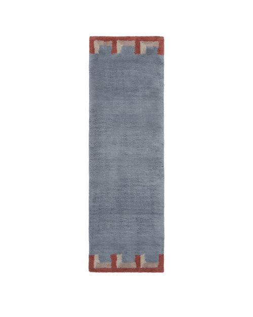 Stillwater silver blue washable wool fine cut pile runner
