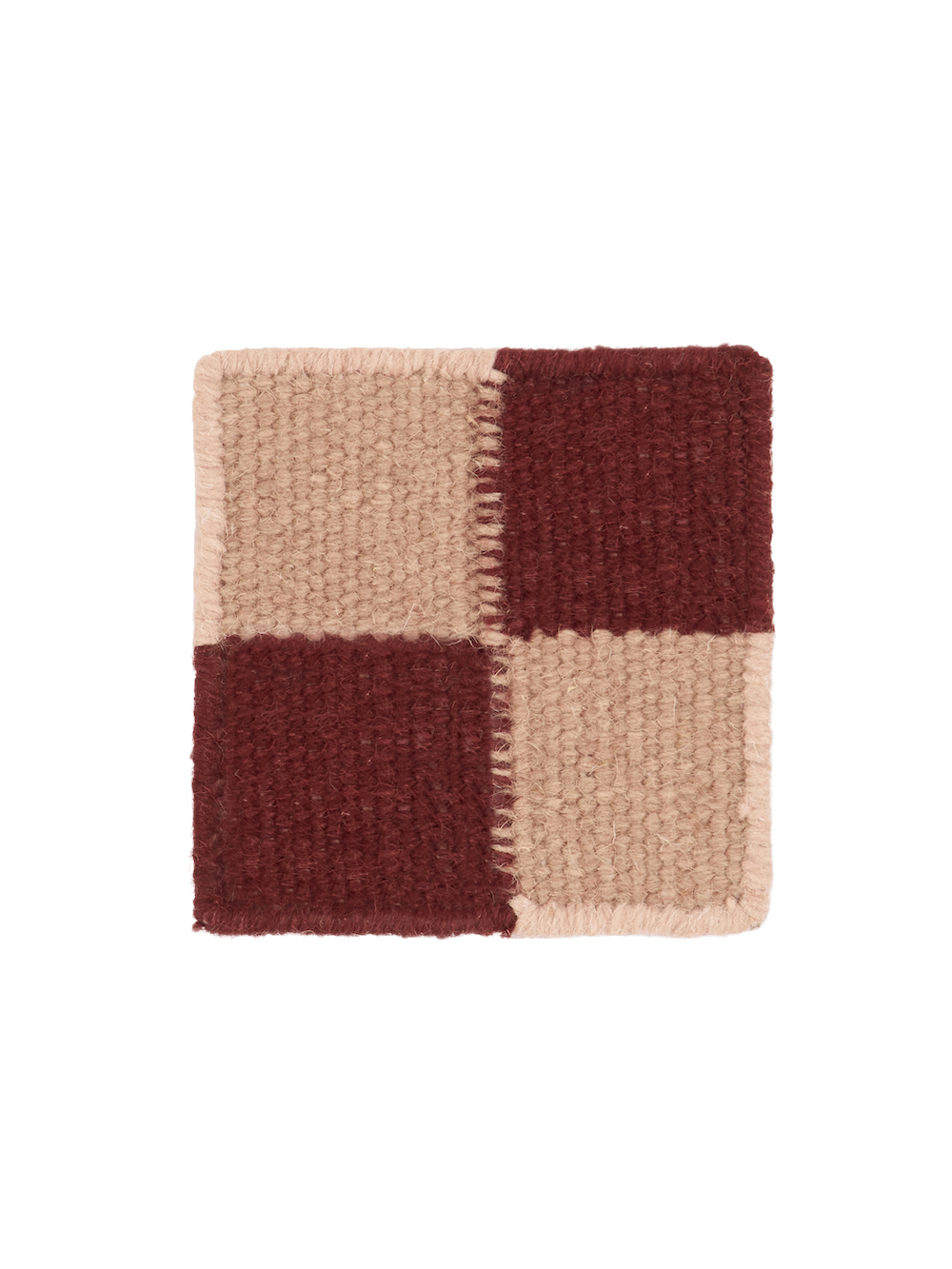 Blockprint Burgundy Washable Blended Wool Flatweave Swatch double.online 15x15cm