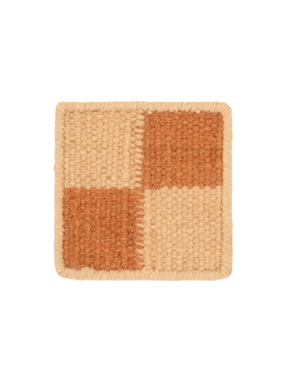 Blockprint Terracotta Washable Blended Wool Flatweave Swatch double.online 15x15cm