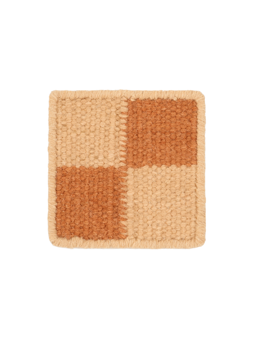 Blockprint terracotta washable blended wool flatweave swatch double.online 15x15cm