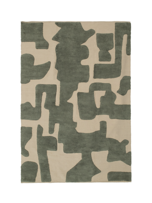 Tarkine green washable organic cotton rug
