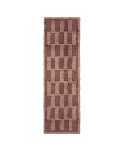 Tasman puce pink washable wool fine cut pile runner