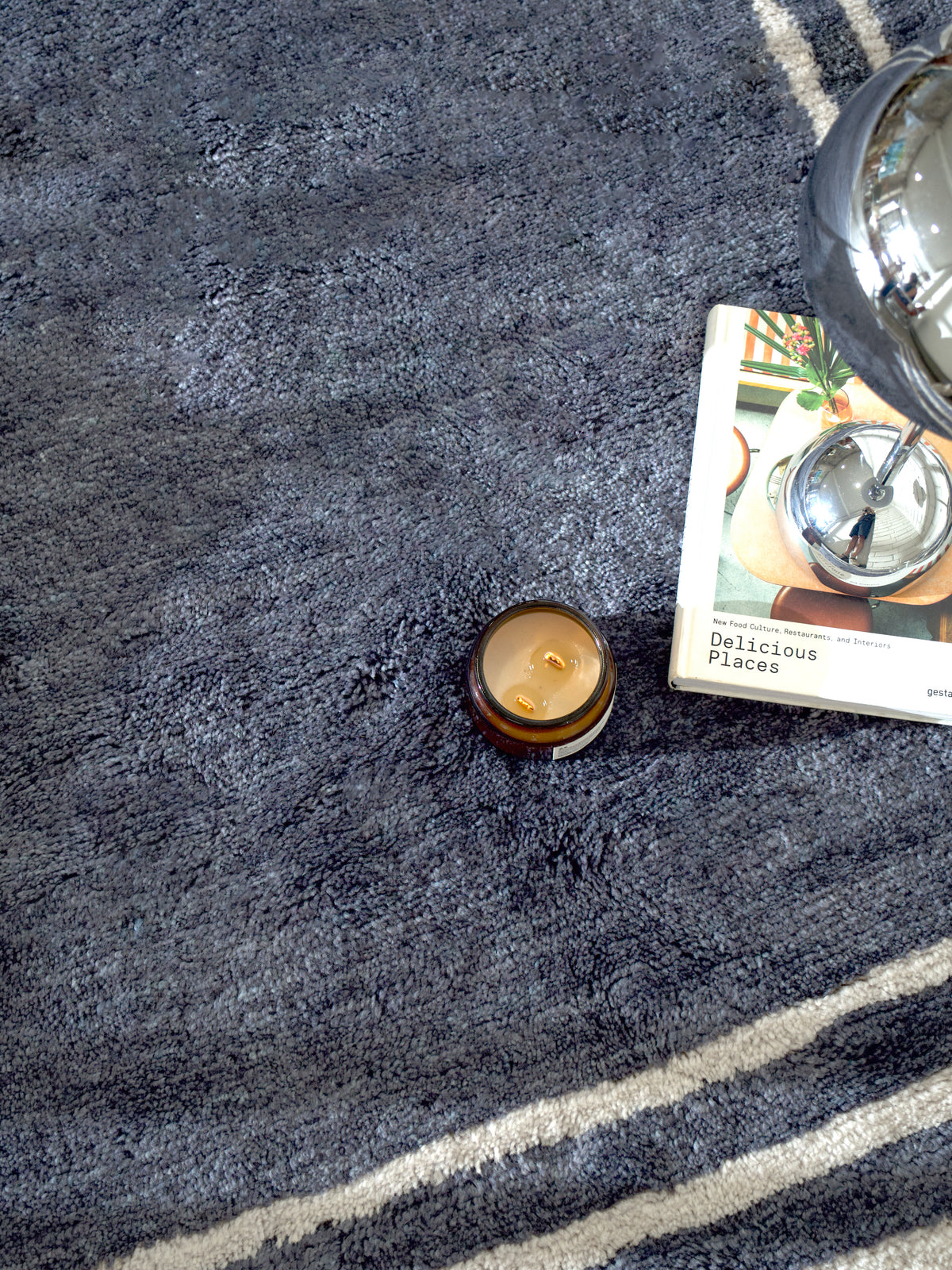 Tempest Steel Blue Washable Wool Medium Cut Pile Rug