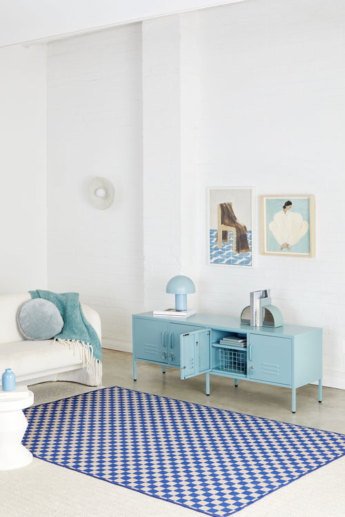 Checks blue new jute rug