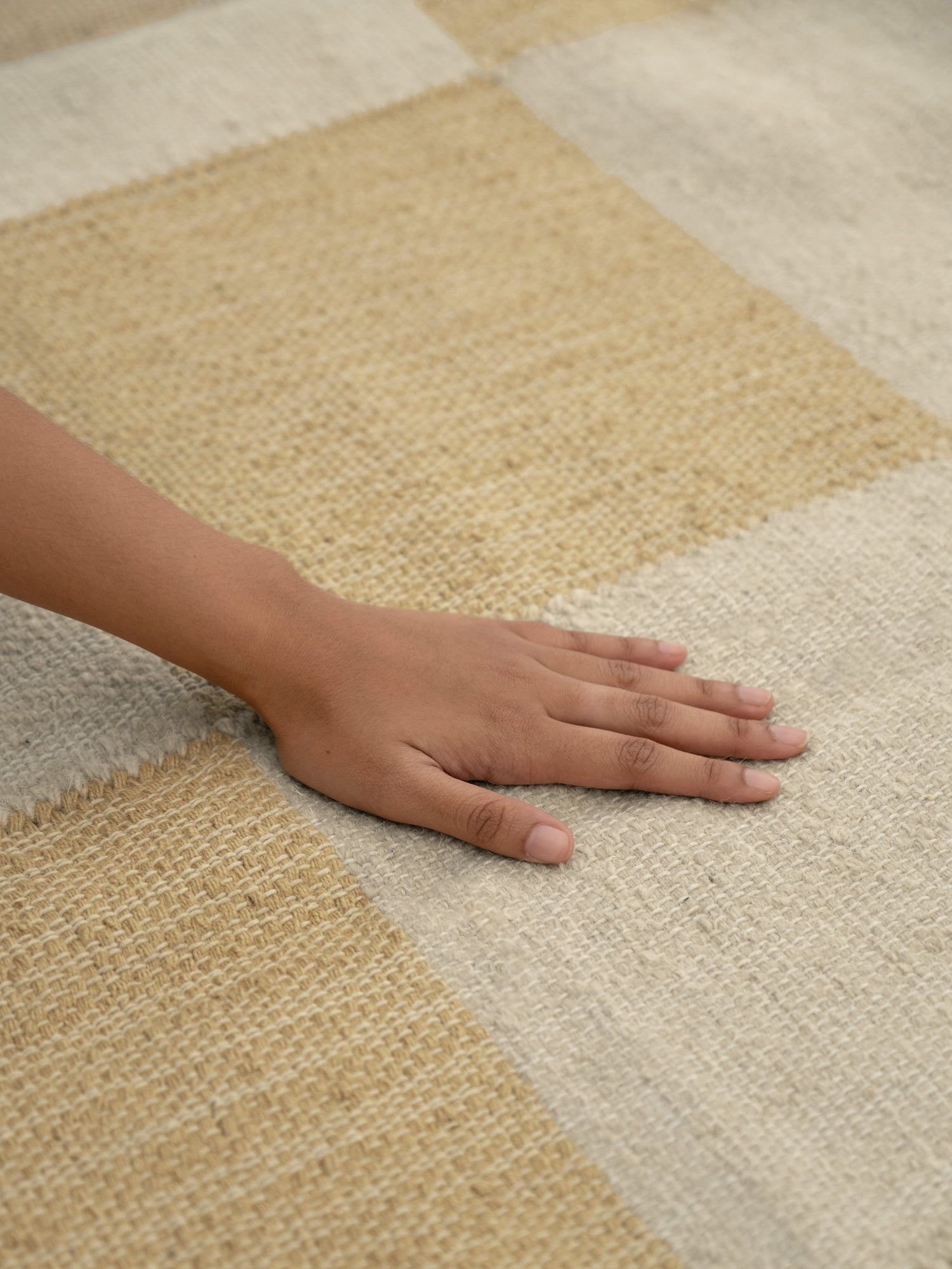 Tile Cream Washable Jute Rug