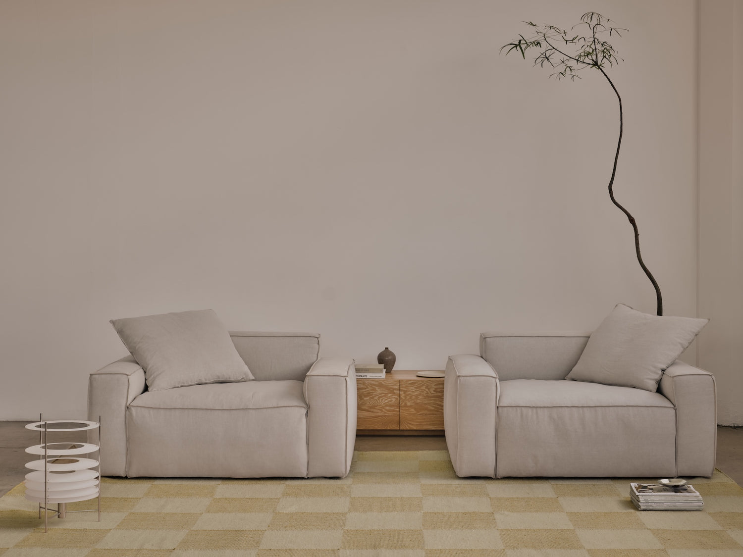 Tile Cream Washable Jute Rug