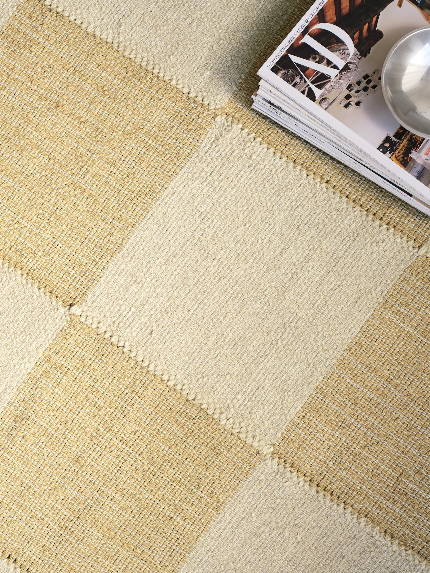 Tile Cream Washable Jute Rug