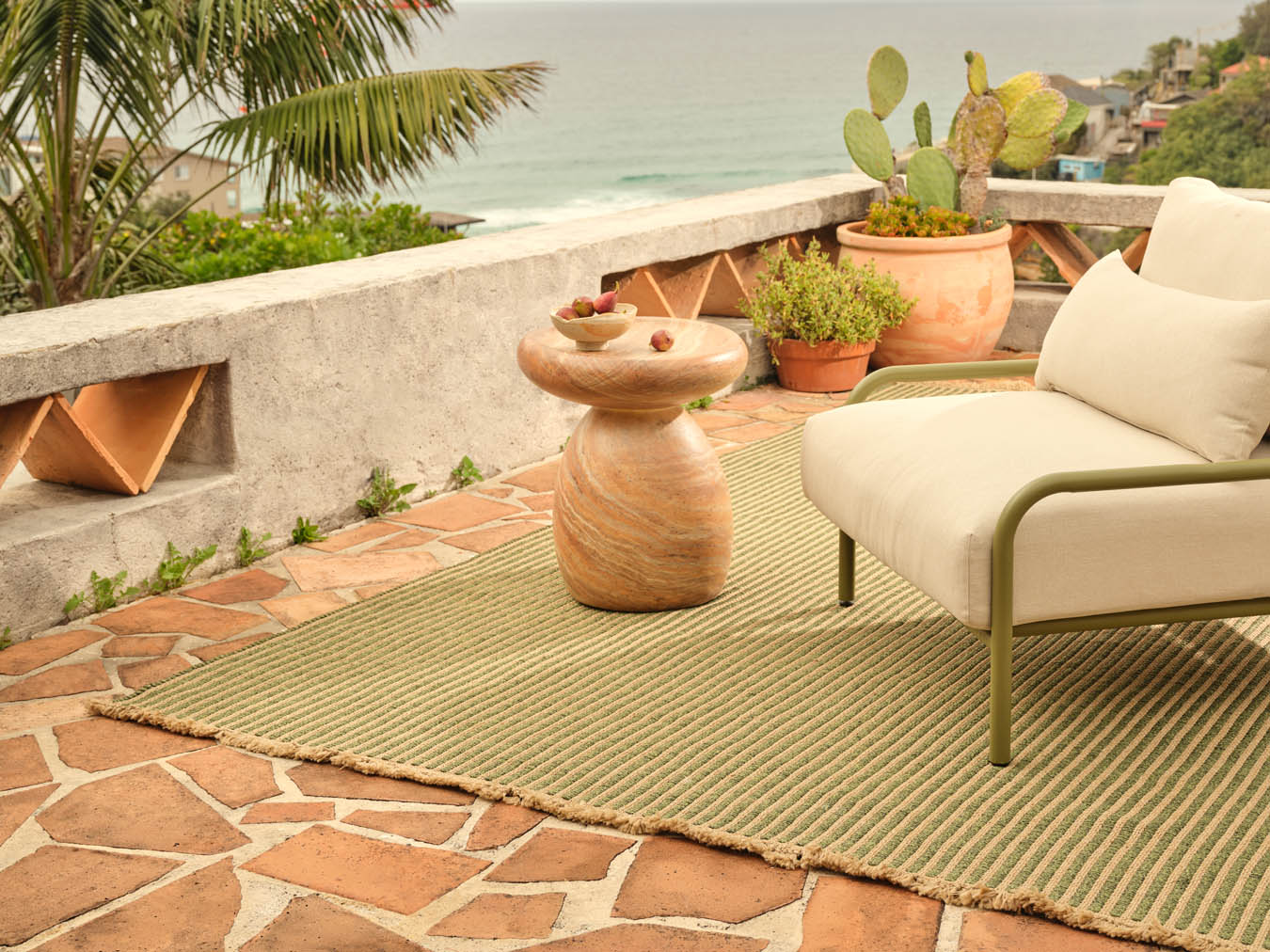 Transition Green Outdoor Ribbed Rug