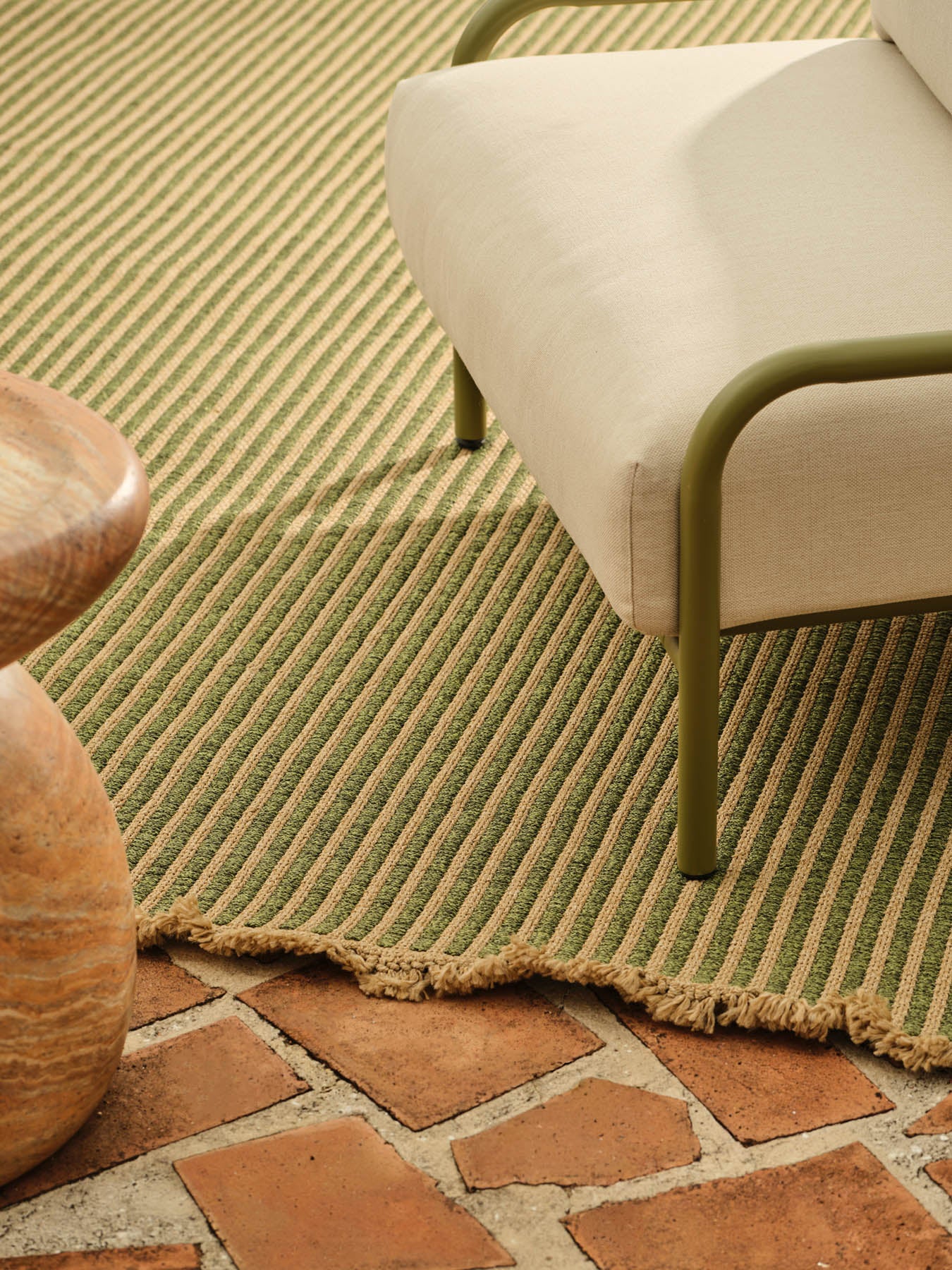 Transition Green Outdoor Ribbed Rug