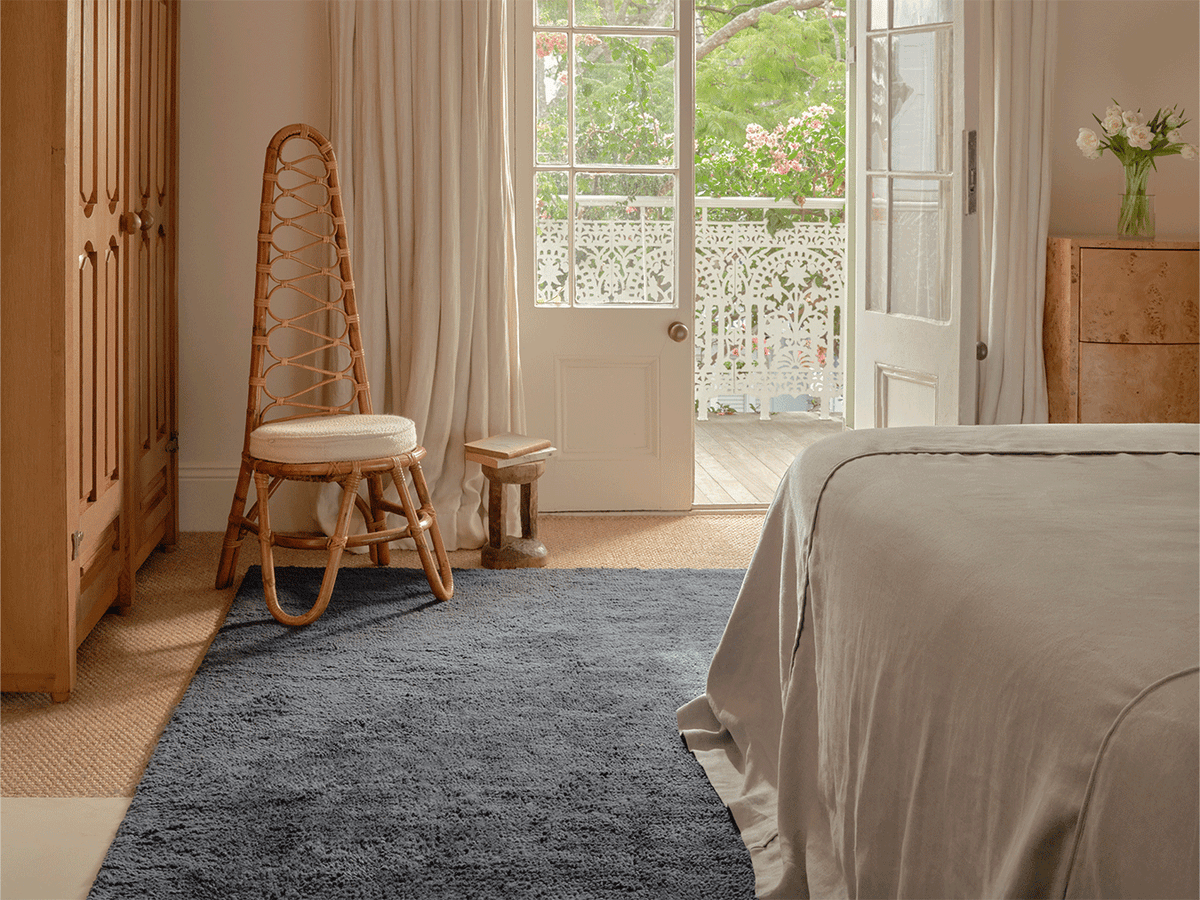 Otago Steel Blue Washable Wool Berber Rug double.online