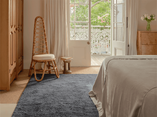 Otago steel blue washable wool berber rug
