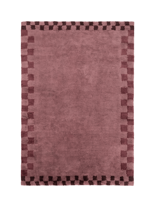 Checkline dark pink washable wool fine cut pile rug